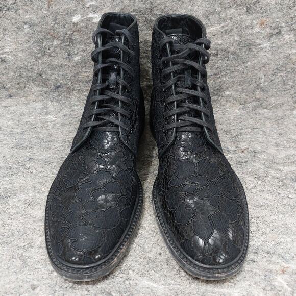 Saint Laurent Lolita Boot Women's Black Lace Leather Size EU 40 US 9 416360 Goth - Picture 3 of 10